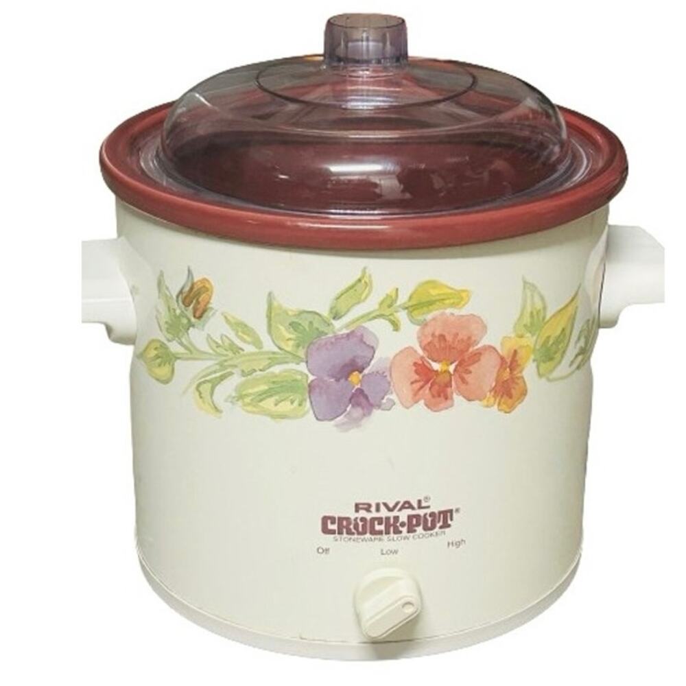 Vintage RIVAL 3.5 Crockpot Slow Cooker - Floral Retro Style - Model 3100